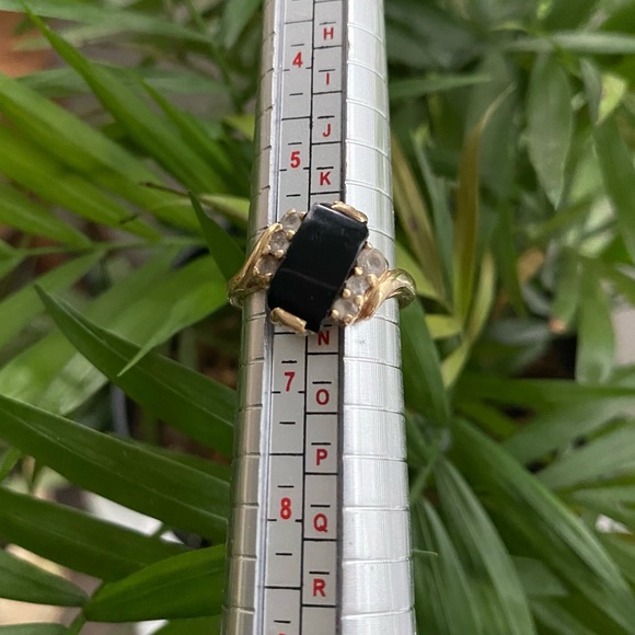 10k Gold Black Onyx Diamond Ring - Vintage - Picture 8 of 16